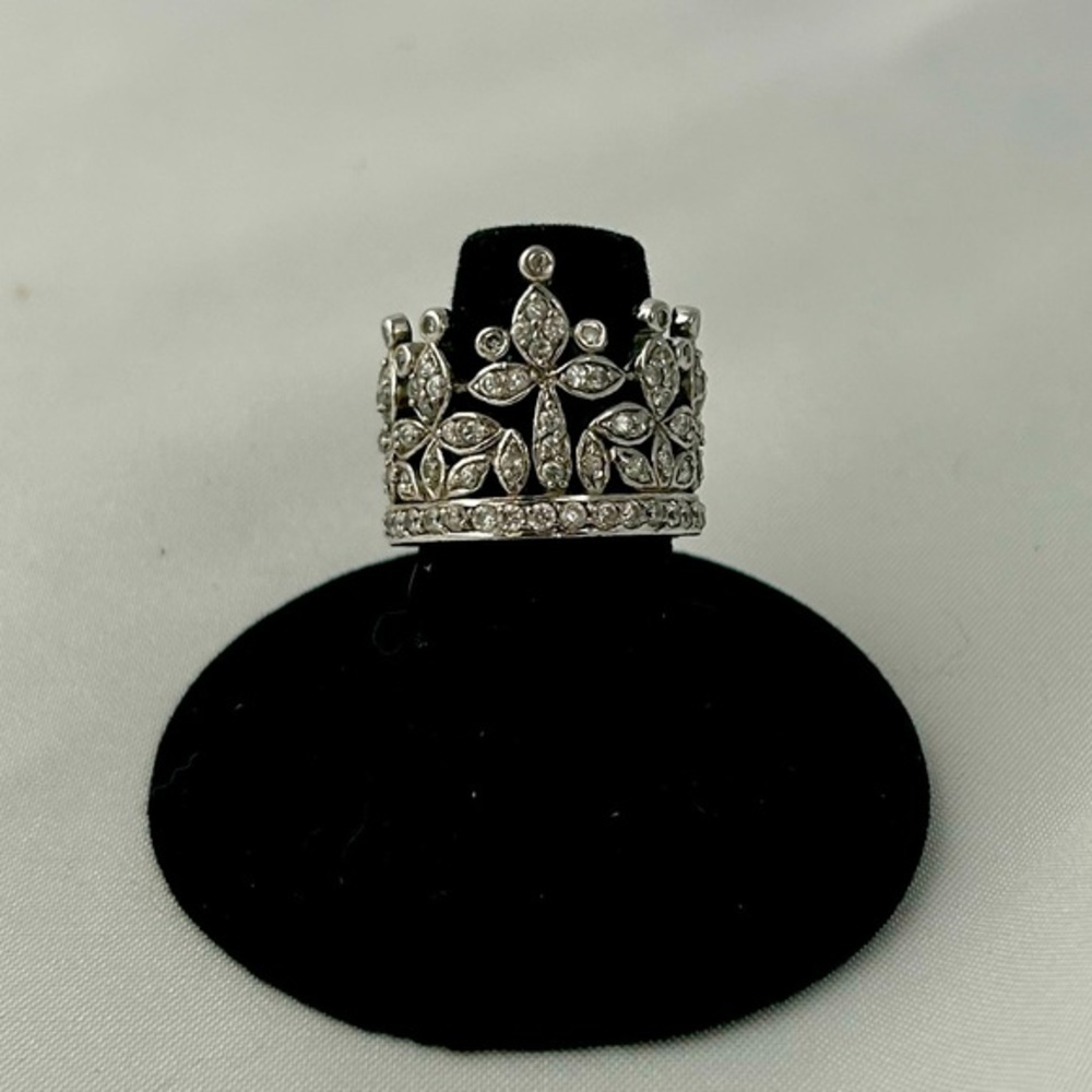 Ross Simmons CZ Princess Tiara Sterling Silver Ring Size 7